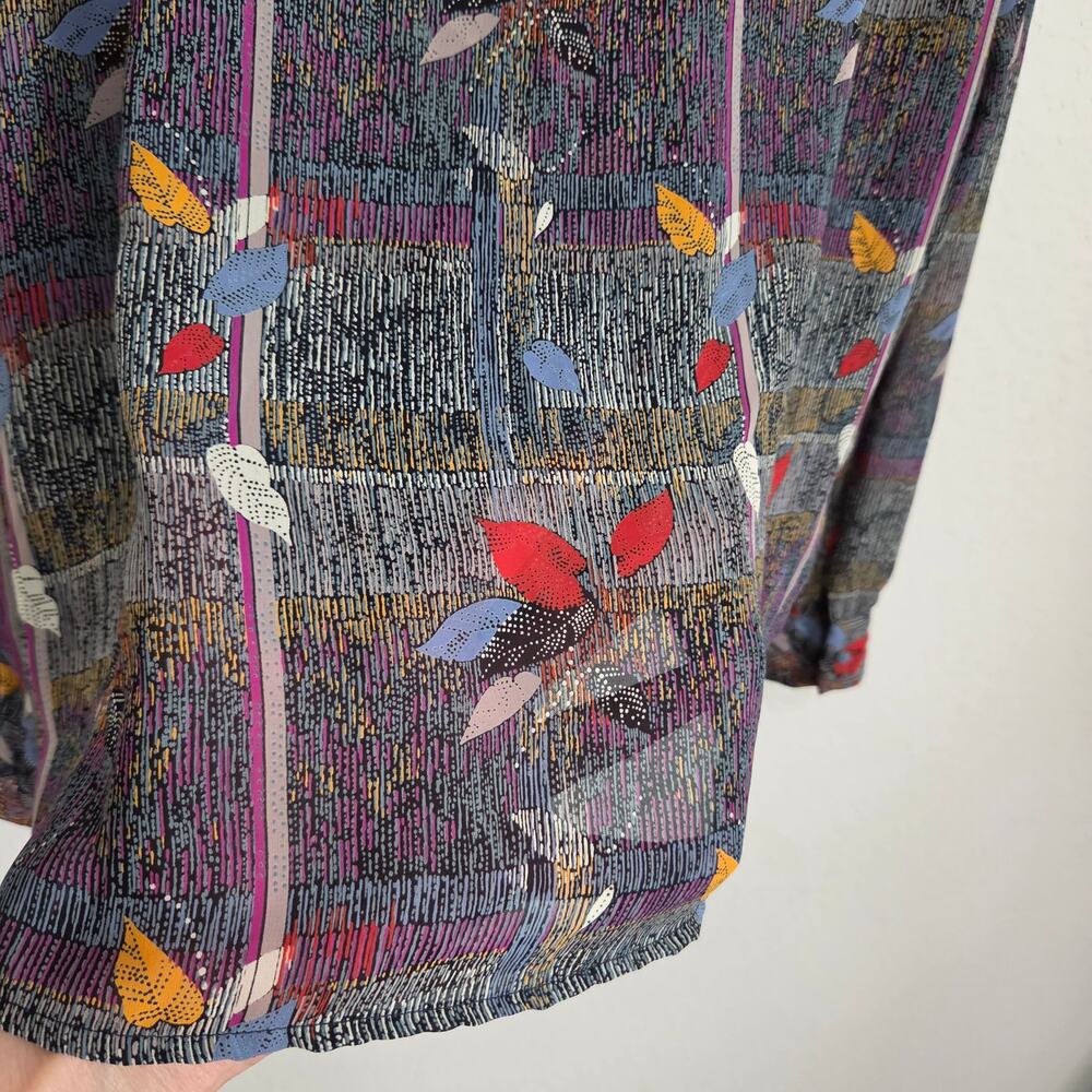 Vintage 80s Blouse Alexandria Womens Large Office Dressy Puff Shoulder Cowl Neck - Picture 9 of 15
